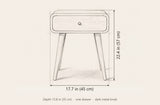 Bonorva nightstand dimensions: 17.7 in wide, 22.4 in high, 13.8 in deep