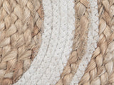 Close-up of the Bordighera Braided Jute and Cotton Round Pouf: the hand-braided jute top with its wide off-white cotton ring