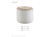 Bordighera Braided Jute and Cotton Round Pouf dimensions: 18.0 in wide, 18.0 in deep, 14.0 in high