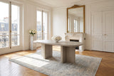 Bova 82-Inch Oval Grey Oak Veneer Dining Table in a Paris salon
