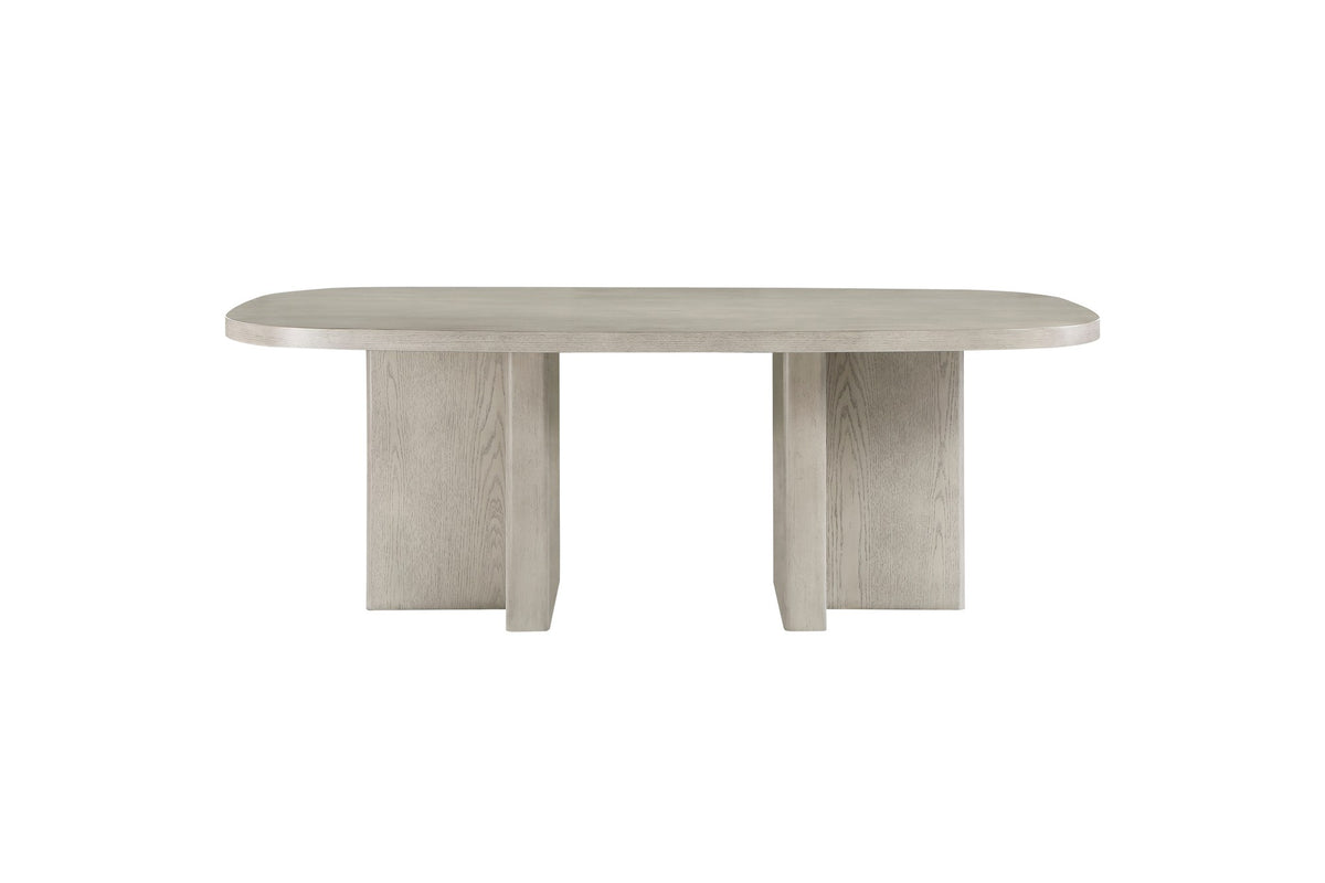 Bova 82-Inch Oval Grey Oak Veneer Dining Table, front view