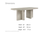 Bova 82-Inch Oval Grey Oak Veneer Dining Table dimensions