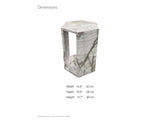 Bovino White Marble Hexagon Side Table dimensions: 12.6 in wide, 10.9 in deep, 15.7 in high