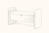 Pencil sketch of the Bracciano storage bench, drawn from the same three-quarter view