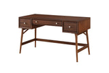 Brancaleone 51.25-Inch 3-Drawer Walnut Veneer Mid-Century Writing Desk on a white background