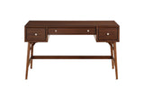 Brancaleone 51.25-Inch 3-Drawer Walnut Veneer Mid-Century Writing Desk, front view