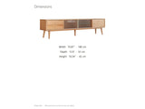 Bressanone Solid Beech Media Console dimensions: 70.87 in wide, 12.6 in deep, 16.54 in high