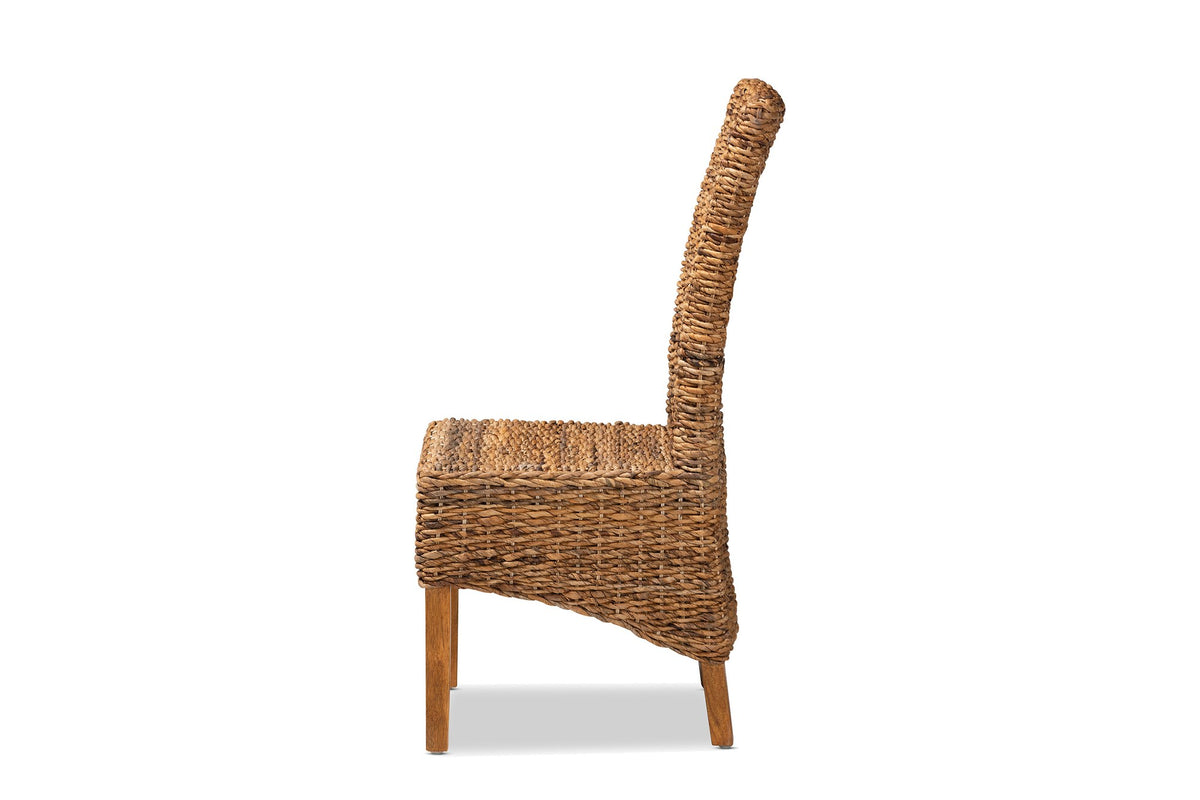 Briatico High-Back Woven Natural Fiber Dining Chair, side view