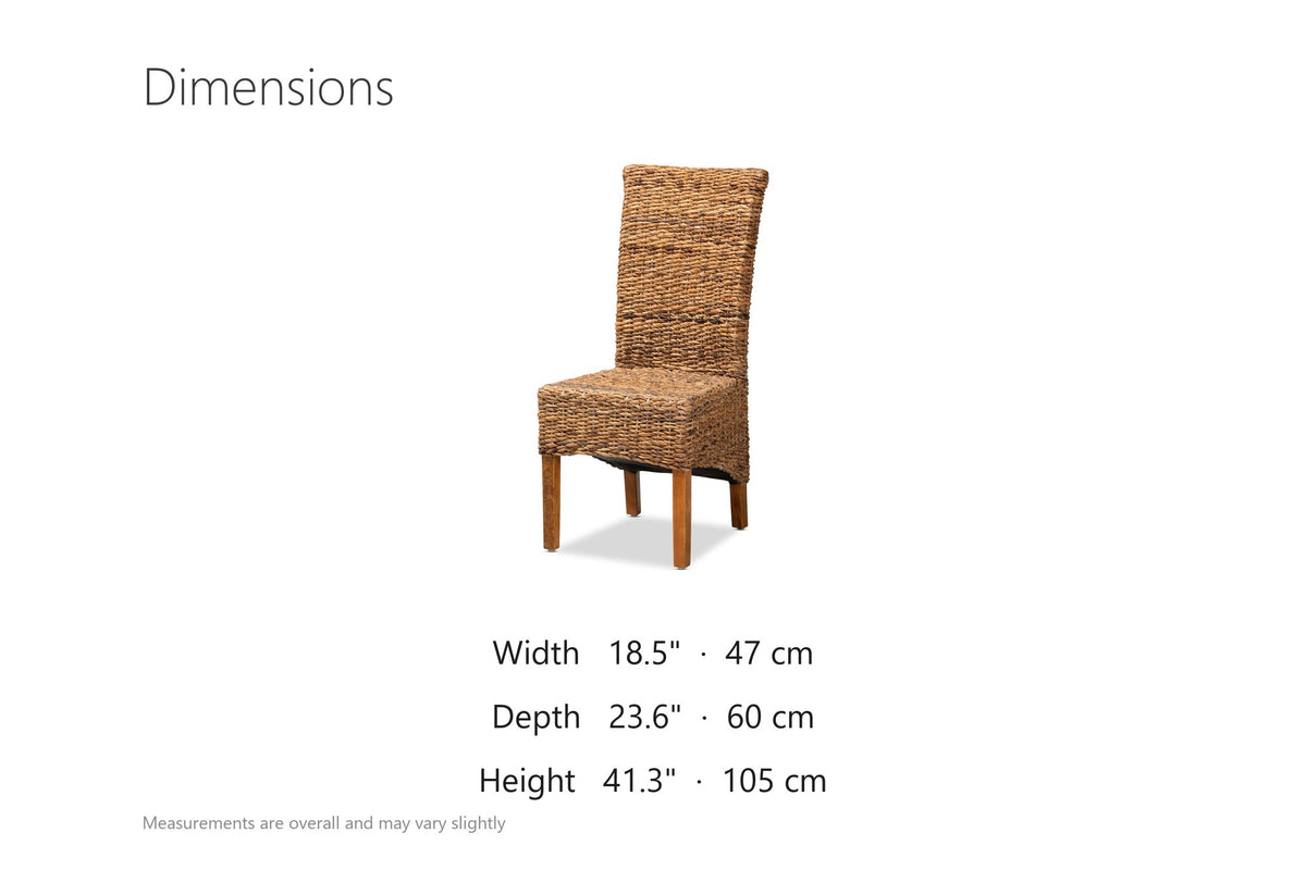 Briatico High-Back Woven Natural Fiber Dining Chair dimensions