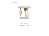 Brienza Reclaimed Pine Sphere-Leg Side Table dimensions: 24.0 in wide, 24.0 in deep, 22.5 in high