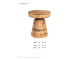 Bronte Solid Mango Pedestal Side Table dimensions: 16.0 in wide, 16.0 in deep, 18.0 in high