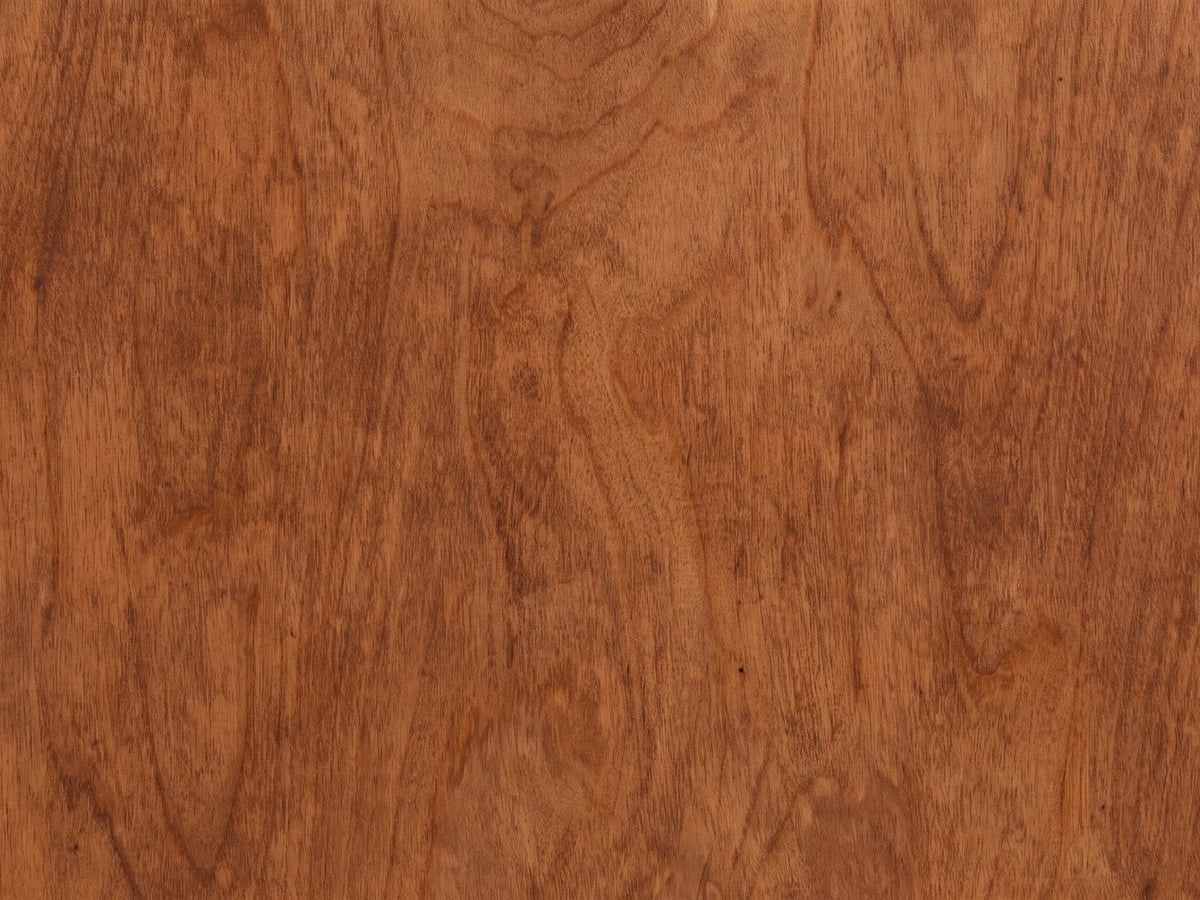 Close-up of the Buonvicino Bourbon and Black Slatted Side Table: the bourbon okoume grain of the side panel