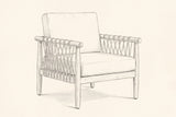 Pencil sketch of the Burgio club armchair, three-quarter view
