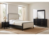 Cagli Black Fluted and Ivory Upholstered Bedroom Set: the whole set