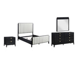 Cagli Black Fluted and Ivory Upholstered Bedroom Set: What's included