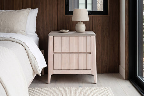 Calangianus Whitewash Plank 2-Drawer Nightstand