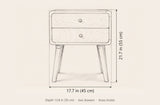 Calasetta nightstand dimensions: 17.7 in wide, 21.7 in high, 13.8 in deep