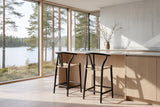 Calopezzati Y-Back Black Ash and Paper Cord Counter Stool, 24.6-Inch Seat in a lake house