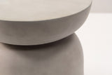 Close-up of the smooth light grey concrete where the Cammarata dish top curves in above the rounded bell base