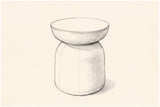 Pencil sketch of the Cammarata dish-top bell side table, three-quarter view