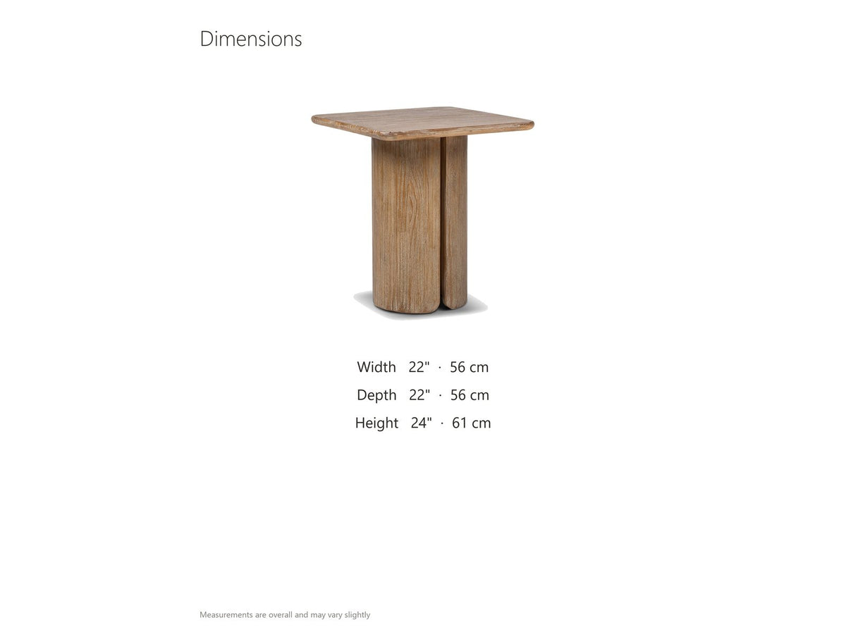 Campli Reclaimed Pine Split Pedestal Side Table dimensions: 22.0 in wide, 22.0 in deep, 24.0 in high