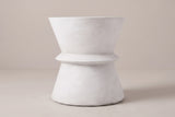 The Capizzi side table seen straight from the side: the upper cone, the ring at the waist and the cone base