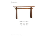 Capurso Wood Veneer Trestle Console Table dimensions: 55.1 in wide, 11.8 in deep, 31.5 in high