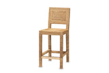 Cardeto Parsons Seagrass-Wrapped Counter Stool on a white background