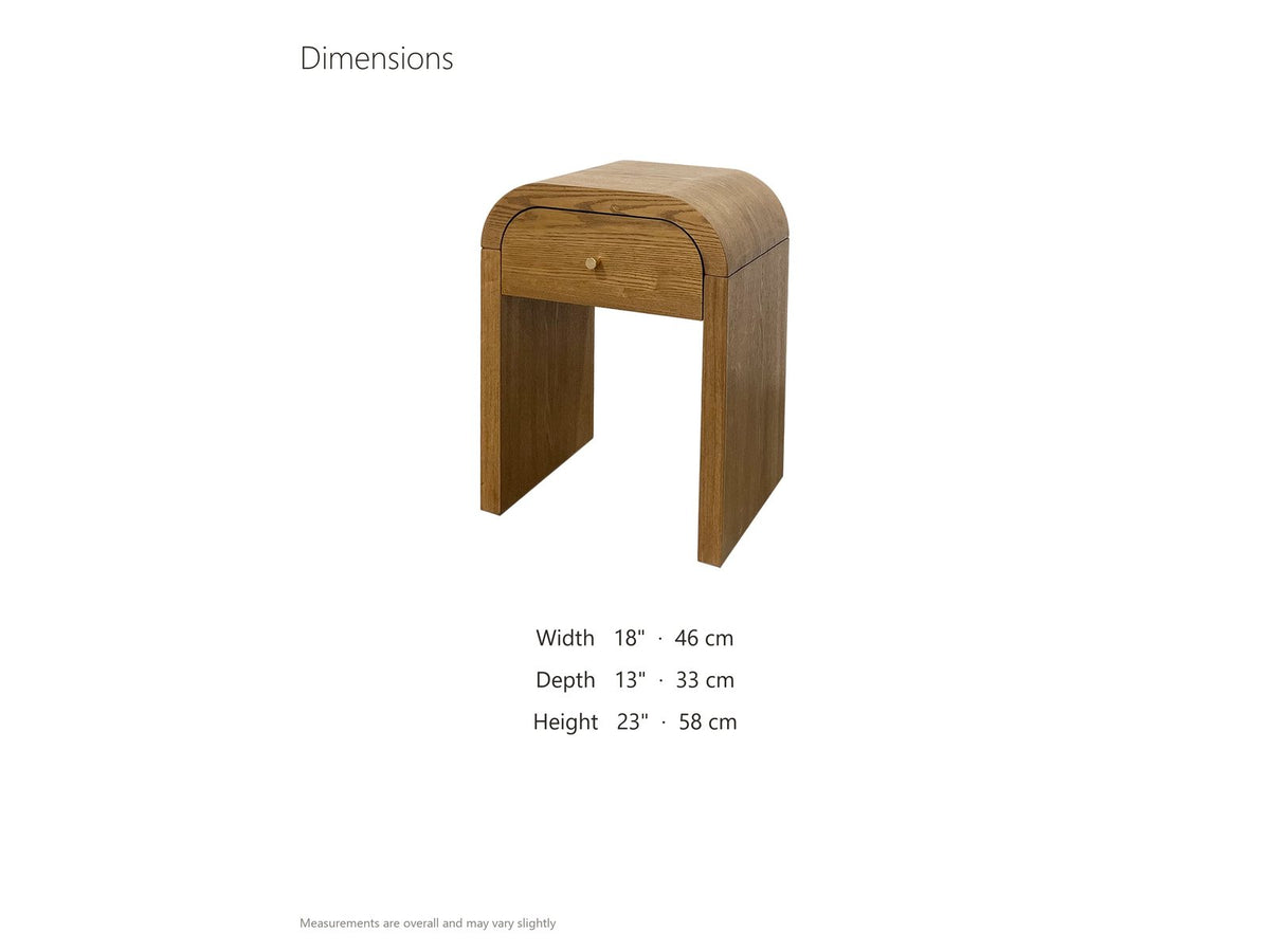Cariati Ash Veneer Curved-Top Side Table dimensions: 18.0 in wide, 13.0 in deep, 23.0 in high