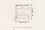 Carloforte nightstand dimensions: 21.7 in wide, 22.8 in high, 15.7 in deep