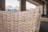 Close-up of the Carlopoli Wing-Back Grey Kubu Rattan Counter Stool: wing