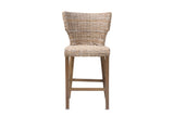 Carlopoli Wing-Back Grey Kubu Rattan Counter Stool, front view