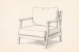 Pencil sketch of the Caronia club chair, three-quarter front view