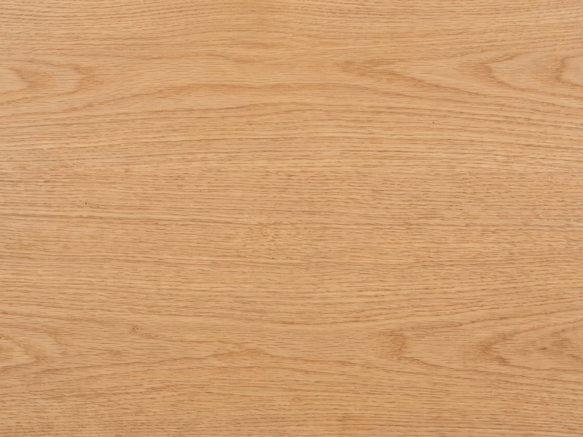 Close-up of the Carovigno Fluted Wood Veneer Console Table: the natural wood veneer of the top