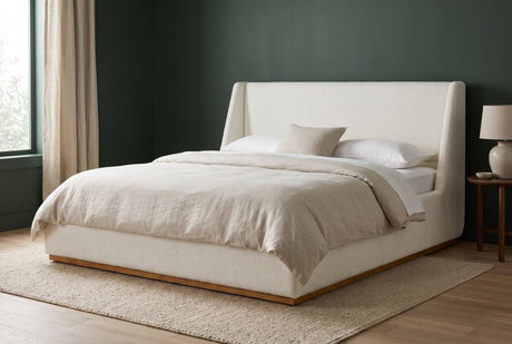 Casoli White Boucle Winged Bed