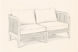 Pencil sketch of the joined Castelbuono arm chairs, three-quarter view