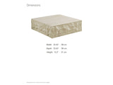 Castellina Faux Travertine Fiberglass Block Coffee Table dimensions: 35.43 in wide, 35.43 in deep, 12.2 in high