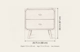 Castelsardo nightstand dimensions: 26.75 in wide, 26.5 in high, 15.5 in deep