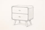 Pencil sketch of the Castelsardo nightstand, drawn from the same three-quarter view