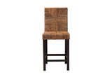 Castrolibero Woven Natural Fiber and Dark Wood Counter Stool, front view