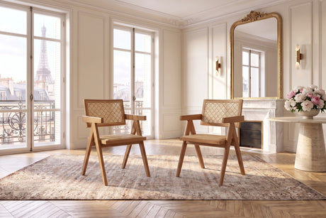 Caulonia Cane-Back A-Frame Wood Dining Chair (Set of 2)
