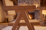 Close-up of the Caulonia Cane-Back A-Frame Wood Dining Chair (Set of 2): aframe