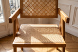 Close-up of the Caulonia Cane-Back A-Frame Wood Dining Chair (Set of 2): seat