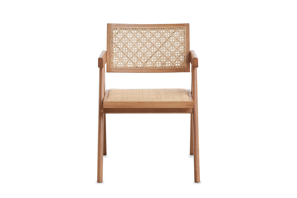 Caulonia Cane-Back A-Frame Wood Dining Chair (Set of 2), front view