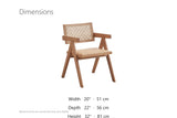 Caulonia Cane-Back A-Frame Wood Dining Chair (Set of 2) dimensions