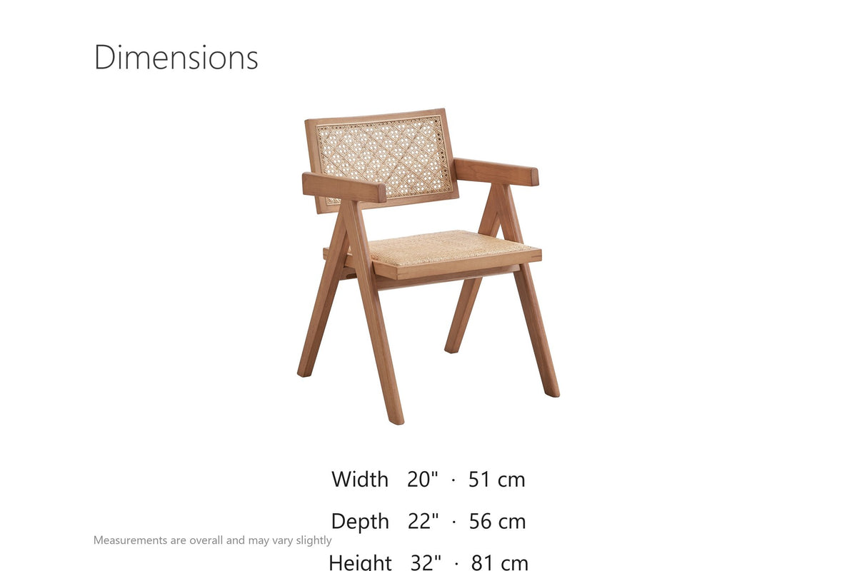 Caulonia Cane-Back A-Frame Wood Dining Chair (Set of 2) dimensions
