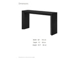 Cellamare Black Ash Veneer Waterfall Console Table dimensions: 60.0 in wide, 15.0 in deep, 32.3 in high