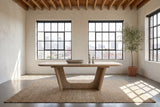 Cerchiara 74-94-Inch Extendable Rectangular Oak Veneer Dining Table in a city loft