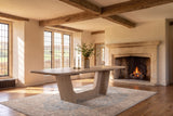 Cerchiara 74-94-Inch Extendable Rectangular Oak Veneer Dining Table in an English country dining room