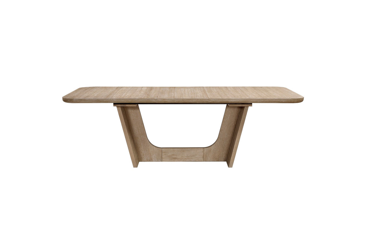 Cerchiara 74-94-Inch Extendable Rectangular Oak Veneer Dining Table, front view